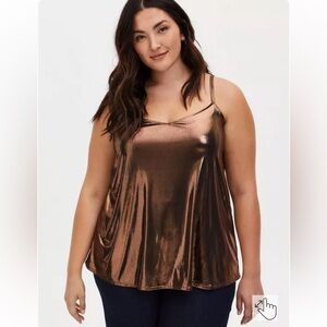NWT Torrid Bronze Liquid Shine Swing Cami Size 2